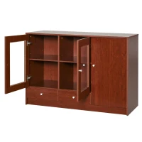 HOMCOM Kitchen Buffet Table Cabinet Storage Sideboard Server Console with Framed Acrylic Doors and Tabletop, Brown(m-14)