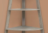 Monarch 60" Wood Grain-Look 5-Tier Corner Accent Display Bookcase - Dark Taupe Finish(m-3)