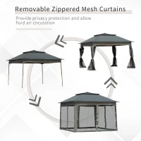 Outsunny 11' x 11' Pop Up Canopy, Outdoor Canopy Shelter Event Tent with 2-Tier Soft Top, Removable Zipper Netting, and Storage Bag, for Patio, Backyard, Garden, Dark Grey(m-4)
