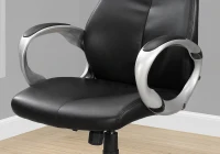 Monarch Contemporary Ergonomic Faux Leather Swivelling Executive Office Chair - Black / Silver(m-3)