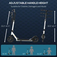 Soozier one-click Folding Kick Scooter for 14+ w/ Adjustable Handlebar, Push Scooter with Kickstand, Dual Brake System, Shock Absorber, 7.75'' Wheels & ABEC-7 Bearings, White(m-7)