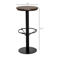 HOMCOM 42" Rustic Bar table Industrial Metal Pine Wood Top Adjustable Standing Pub Table(m-3)