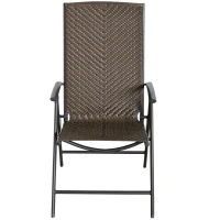 Outsunny Set of 2 Rattan Wicker Patio Dining Chairs with  Backrest Adjustable and Folding Design, Outdoor Recliner Set for Garden, Backyard, Lawn, Balcony, Mixed Gray(m-8)