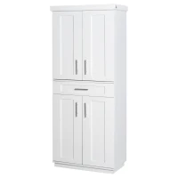 HOMCOM Modern Kitchen Pantry Freestanding Cabinet Cupboard with Doors and Drawer, Adjustable Shelving, White(m-13)