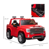 Aosom 12V GMC Sierra HD Battery Kids Ride On Car with Remote Control, Bright Headlights, & Working Suspension, Red(m-3)