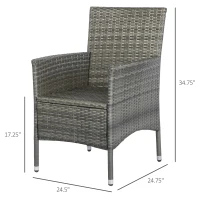 Outsunny 2 Piece Patio Armchair Wicker Chair Outdoor Modern PE Rattan w/ Cushion Grey(m-3)