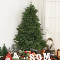 HOMCOM 7' Tall Unlit Spruce Artificial Christmas Tree with Realistic Branches, and 3368 Tips, Green(m-10)