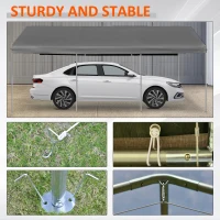 Outsunny 10' x 20' Heavy Duty Outdoor Carport Awning/Canopy with Weather-Fighting Material & Anchor Kit, Grey(m-5)