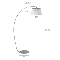 HOMCOM Arched Floor Lamp, Modern Standing Lamp with Foot Switch & Metal Base, Corner Reading Lamps Tall Pole Light for Office Bedroom Living Room, White(m-3)