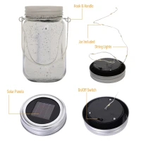 Outsunny 4-Pcs Glass Jar String Light w/ Handle Portable LED Multi Color(m-4)