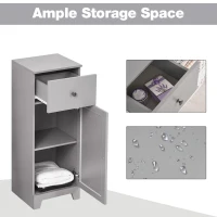 kleankin Short Bathroom Storage Cabinet, Cabinet Organizer with 1 Drawer and Adjustable Shelf for Living Room, Grey(m-5)