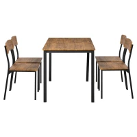 HOMCOM 5 Piece Modern Industrial Dining Table and Chairs Set for Small Space, kitchen, Dining room, Dark Walnut(m-10)