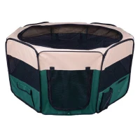 PawHut 47-inch Large Exercise Puppy Pet Playpen Portable Dog Cat Pet Play Pen Pet Cage Tent Kennel Crate Green Carry Bag Included(m-1)