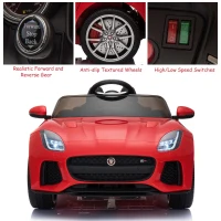 Aosom 12V Jaguar F Type Convertible Childrens Ride On Car Battery Powered High/Low Speed Child Electric Car Double Door Perfect Gift Red(m-6)