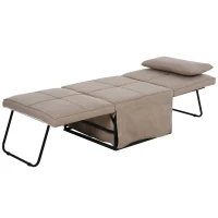 HOMCOM 4-in-1 Multi Function Folding Single Sofa Bed with Retractable Footrest, Convertible Sleeper with Adjustable Backrest For Living Room and Small Spaces, Light Coffee(m-10)