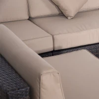 Outsunny 9 Pieces Wicker Patio Furniture Set with Cushion, PE Rattan Outdoor Conversation Set Sectional Sofa Set with 2 Loungers and Glass Tabletop, Aluminum Frame, Brown & Beige(m-7)