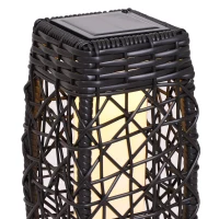 Outsunny Garden Solar Powered LED Rattan Floor Lamp Outdoor Decorative Deck Standing Lantern Yard Wicker Path Lights(m-8)
