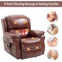 HOMCOM Vibration Massage Recliner Chair for Living Room with Heat,   Single Sofa, PU Leather Power Reclining Chair, Home Theater Seating with Footrest, Brown(m-4)