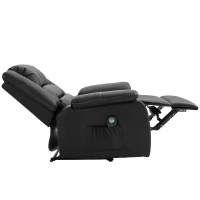 HOMCOM Vibrating Massage PU Leather Recliner Chair with Footrest, Remote Control, and 8 Massaging Points, Black(m-10)