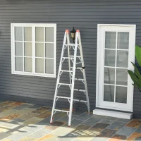 HomCom Multi-Purpose Folding Aluminum Ladder with 6 Platforms, for Indoor & Outdoor Use & a 330lbs Capacity, 82" Tall(m-2)