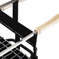 Outsunny 35" Charcoal BBQ Grill and Smoker Combo 2 in 1 Portable Rotisserie with Large/Small Skewers Included and 4 Wheels for Portability(m-11)