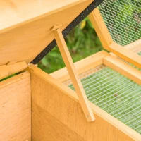 PawHut 2 Levels Wooden Rabbit Hutch, Bunny Hutch House Guinea Pig Cage with Run Space, Removable Tray, Ramp & Waterproof Roof for Outdoor, Yellow(m-9)