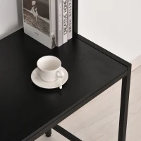 HOMCOM 55 Inch L Shaped Computer Desk with Hutch, Corner Desk for Home Office and Study, Writing Workstation with 2 Storage Compartments, Black(m-11)