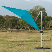 Outsunny 10ft  Patio Offset Parasol Umbrella Cantilever Hanging Sun Shade Canopy Shelter 360° Rotation with Stand Turquoise Blue(m-1)