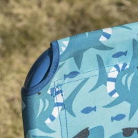 Outsunny Chaise Lounge Chair for Kids Patio Shark Pattern Folding Recliner Portable with Adjustable Backrest Outdoor Beach Pool Camping 46.5" x 15.75" x 9.5" Blue(m-10)