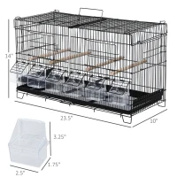 PawHut 17.75"x9"x10.5" Flight Bird Cage 4 Doors 6 Food Boxes 4 Perch Pole Metal PP Pine(m-3)