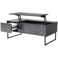 HOMCOM Foldable Wood Lift Top coffee Table Convertible Tea Desk Furniture with 2 Storage drawer Tray Black(m-2)