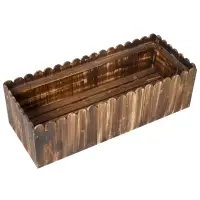 Outsunny 40" x 16" x 12" Raised Planter Box Garden Scalloped Edge Wooden(m-1)