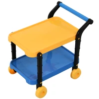 HOMCOM 25 pcs Kids Cart Pretend Play Cake Playset Educational Toy Yellow/Blue(m-7)