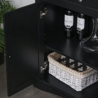 HOMCOM 71" Traditional Freestanding Kitchen Buffet with Hutch, Pantry Cabinet with 4 Doors, 3-Level Adjustable Shelves, and 1 Drawer, Black(m-14)