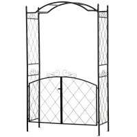 Outsunny 85" x 19" Metal Garden Arch & Gate with Elegant Scrollwork - Perfect for Climbing Vines and Outdoor Weddings(m-7)