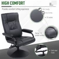 HomCom Ergonomic Faux Leather Lounge Armchair Recliner And Ottoman Set - Black(m-6)
