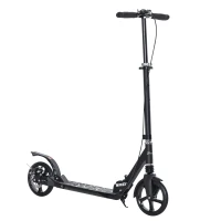 Soozier Foldable Kick Scooter with Adjustable Handlebar, Disc Brake, Rear Brake, 7.75'' Big Solid Wheels and Shock Absorption System, 100kg Capacity for 14+ Teens Adult Kids(m-2)