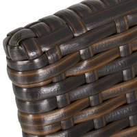 Outsunny Rattan Wicker Patio  Bar Chair Set UV Resistant Garden Furniture Set Outdoor & Indoor w/ Glass & Umbrella Hole Table, Brown(m-9)