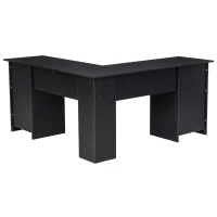 HOMCOM L-Shaped Corner Computer Desk PC Workstation Student Writing Table with Storage Shelf & Drawers, Black(m-5)