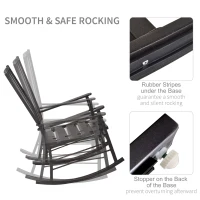 Outsunny Porch Rocking Chair Outdoor Patio Rocker Armchair with Cup Holder Cushion Steel(m-4)