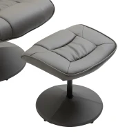 HOMCOM Adjustable Leisure Recliner Chair and Ottoman Set with Swiveling Base, Faux Leather, Grey(m-12)