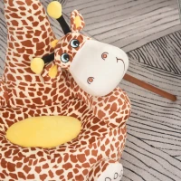 Qaba Giraffe Kids Chair Sofa Flannel Covered Armchair Stick Horse Child Chair with Padded Seat for 18-36 Months - Brown(m-7)
