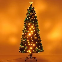 HOMCOM 7ft Tall Pre-Lit Artificial Fiber Optic LED Lighted Christmas Tree(m-11)