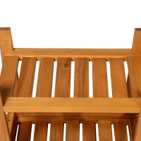 HOMCOM Acacia Wood Shower Bench Seat with Towel Shelf, 2-Tier Bathroom Spa Bathing Stool(m-12)