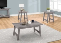 Monarch 3 Piece Modern Minimalist Wood-Look Coffee Table / Two Matching End Tables Set - Grey(m-2)