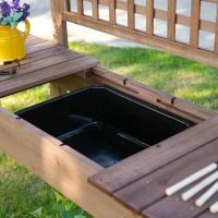 Outsunny Wooden Garden Potting Bench with Hidden Storage, Spacious Work Table for Gardening Projects, Brown(m-10)