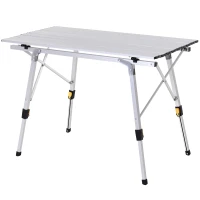 Outsunny 35" Portable Camping Table Lightweight Outdoor Picnic Table with Work Surface and Adjustable Height(m-1)