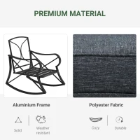 Outsunny 3-Piece Patio Bistro Set Outdoor Rocking Coffee Table Chair Set with Curved Base, Soft Cushions, Steel Frame, Black(m-6)