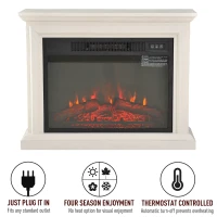 HOMCOM 31" W x 24.5" H Electric Fireplace Mantel TV Stand, Media Console Center Cabinet with Remote Control, White(m-5)