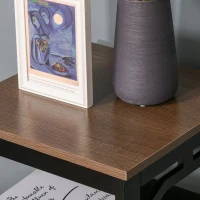 HOMCOM Modern End Table, Accent Side Table with 2 Storage Shelves for Living Room, Bedroom, Black(m-13)